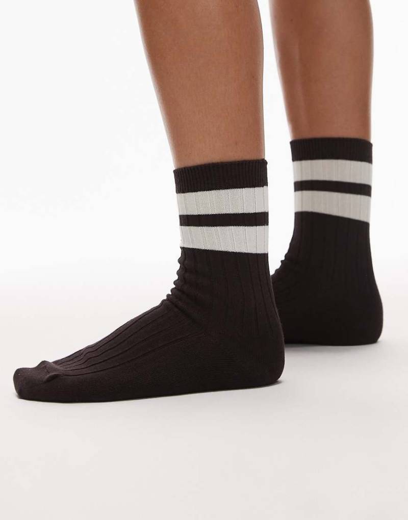 & Other Stories - Socken in Braun mit weißen Kontrastbündchen von Other Stories