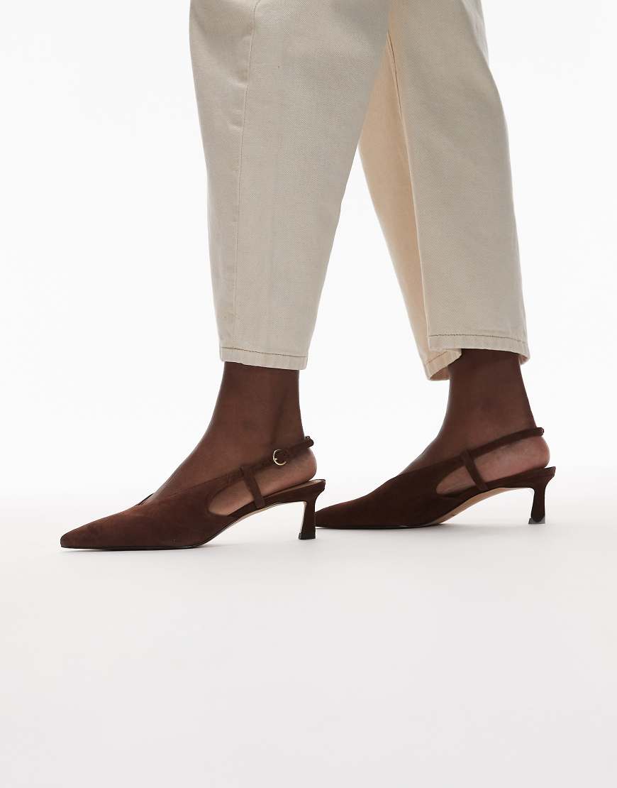 & Other Stories - Spitze Slingback-Schuhe aus braunem Wildleder mit Absatz-Brown von Other Stories