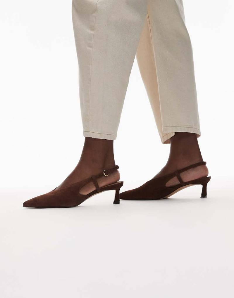 & Other Stories - Spitze Slingback-Schuhe aus braunem Wildleder mit Absatz-Brown von Other Stories
