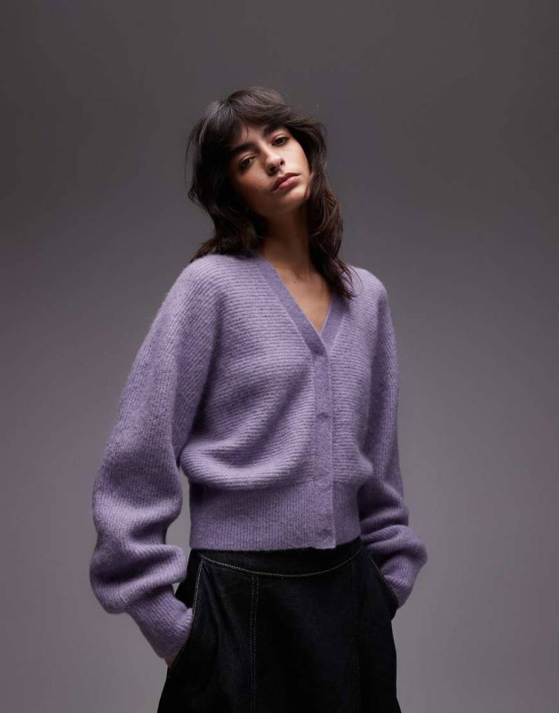 & Other Stories - Strickjacke aus Alpaka-Wollmix in Flieder mit Ballonärmeln-Lila von Other Stories