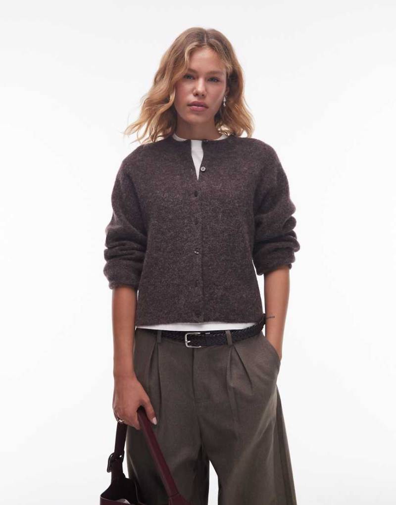 & Other Stories - Strickjacke aus Alpaka und Wolle in Braun mit Knopfleiste vorne von Other Stories