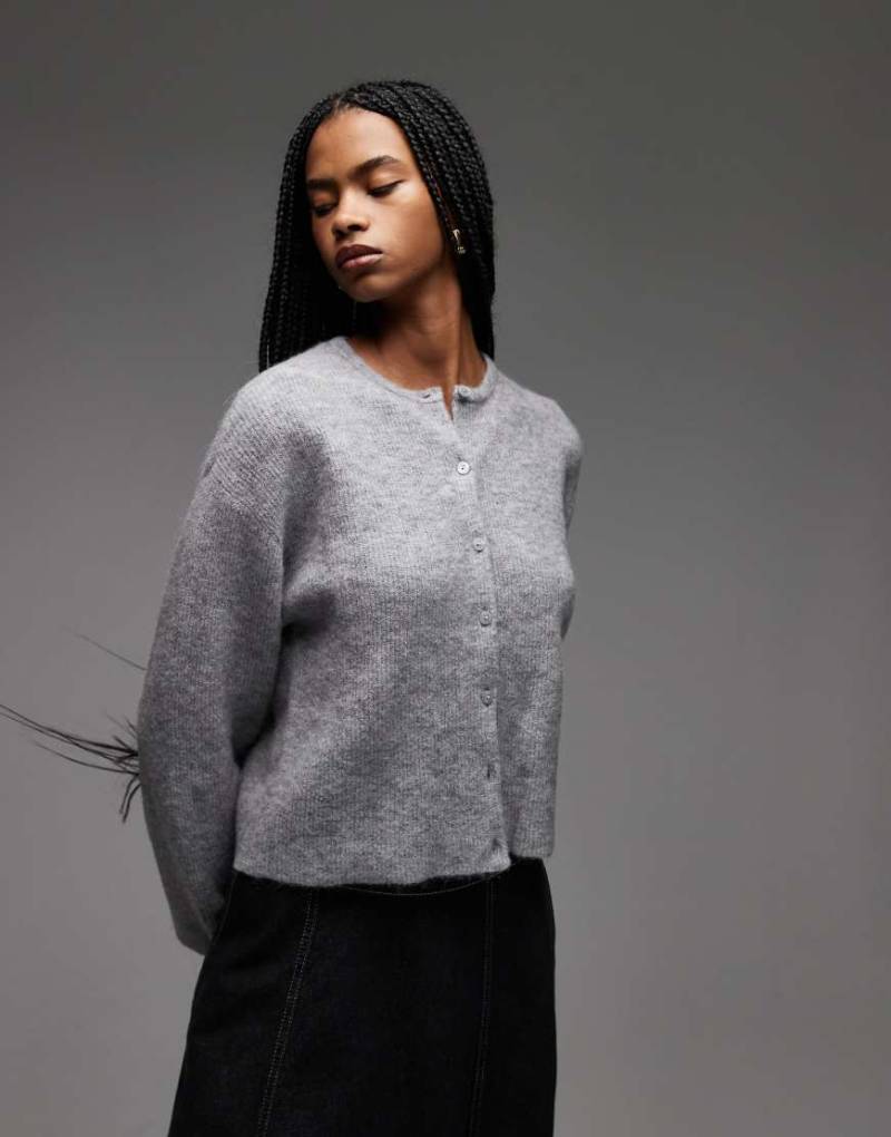 & Other Stories - Strickjacke aus Alpaka und Wolle in Grau mit Knopfleiste vorne von Other Stories