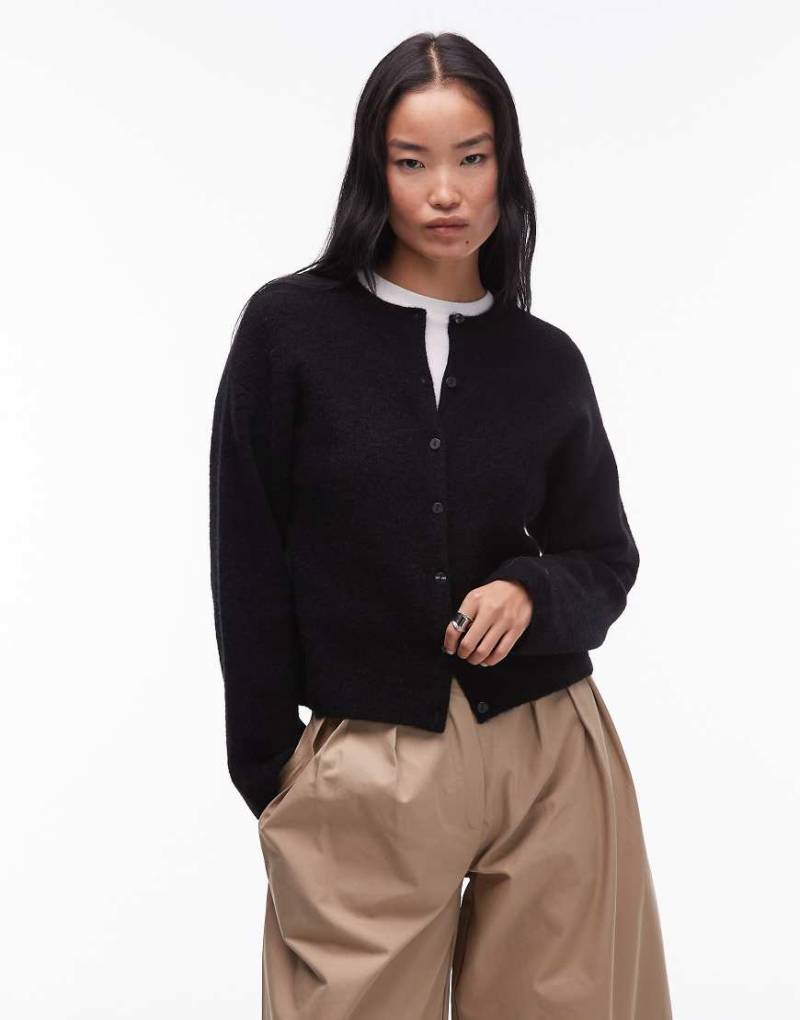 & Other Stories - Strickjacke aus Alpaka und Wolle in Schwarz mit Knopfleiste vorne von Other Stories