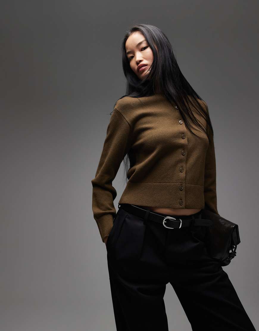 & Other Stories - Strickjacke aus Wolle in Dunkelbraun mit Knopfleiste-Brown von Other Stories