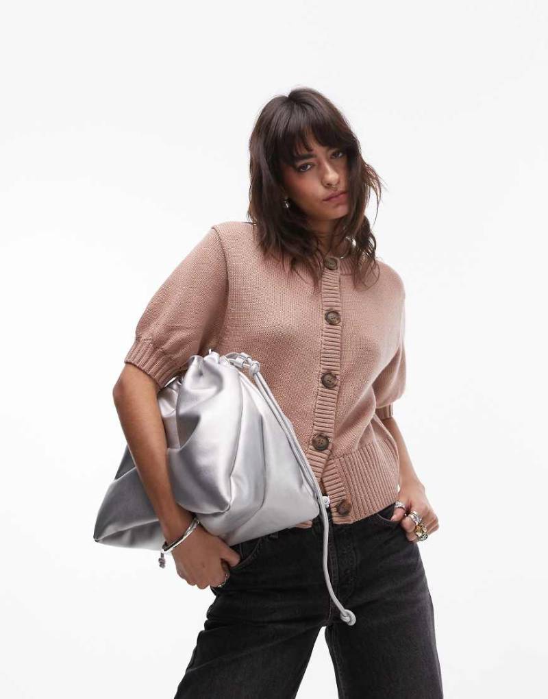 & Other Stories - Strickjacke aus Wolle in zartem Beige mit kurzen Puffärmeln-Neutral von Other Stories