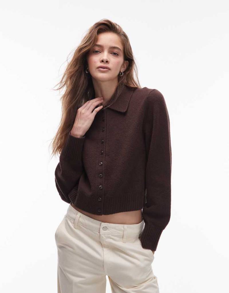 & Other Stories - Strickjacke in Braun mit Kragen und Knopfleiste von Other Stories