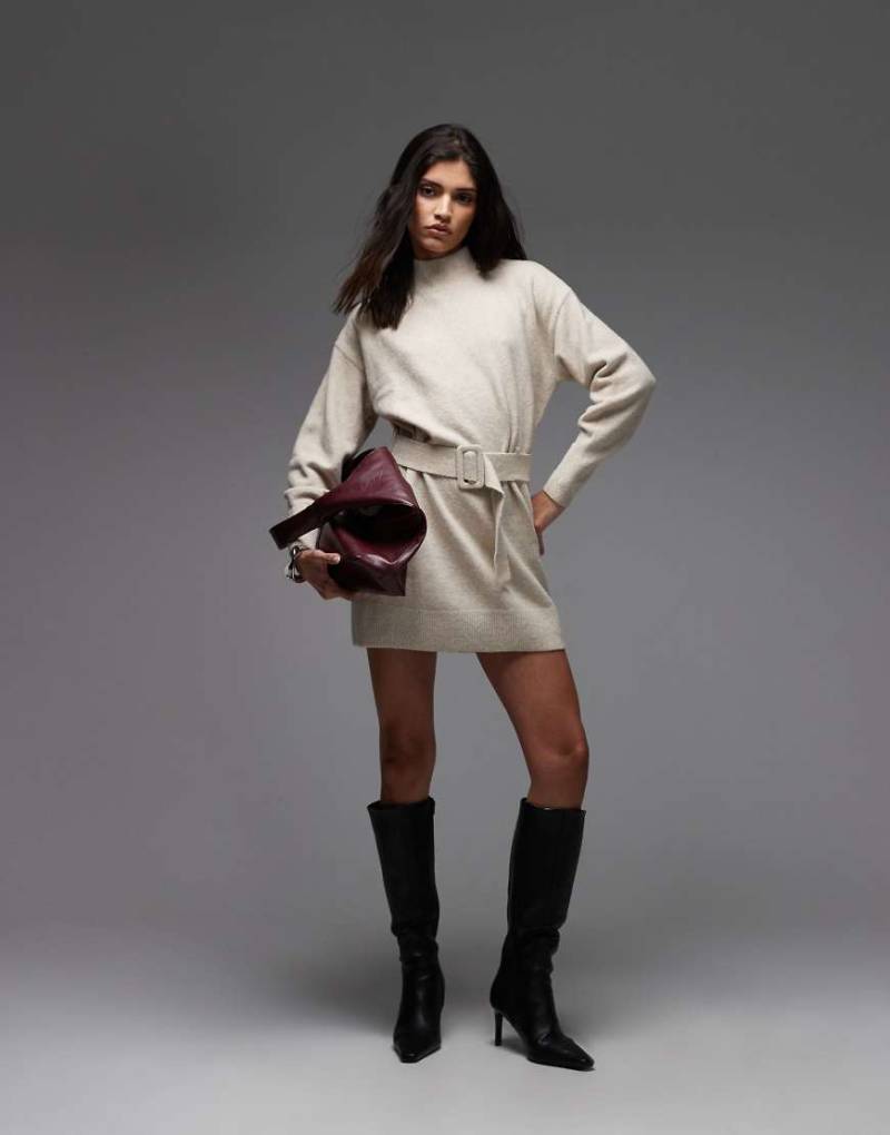 & Other Stories - Strickkleid in Hellbeige mit Gürtel-Neutral von Other Stories