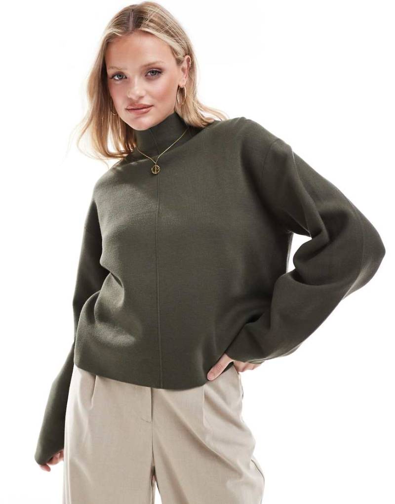 & Other Stories - Strickpullover in Dunkel-Khaki mit Rollkragen-Grün von Other Stories