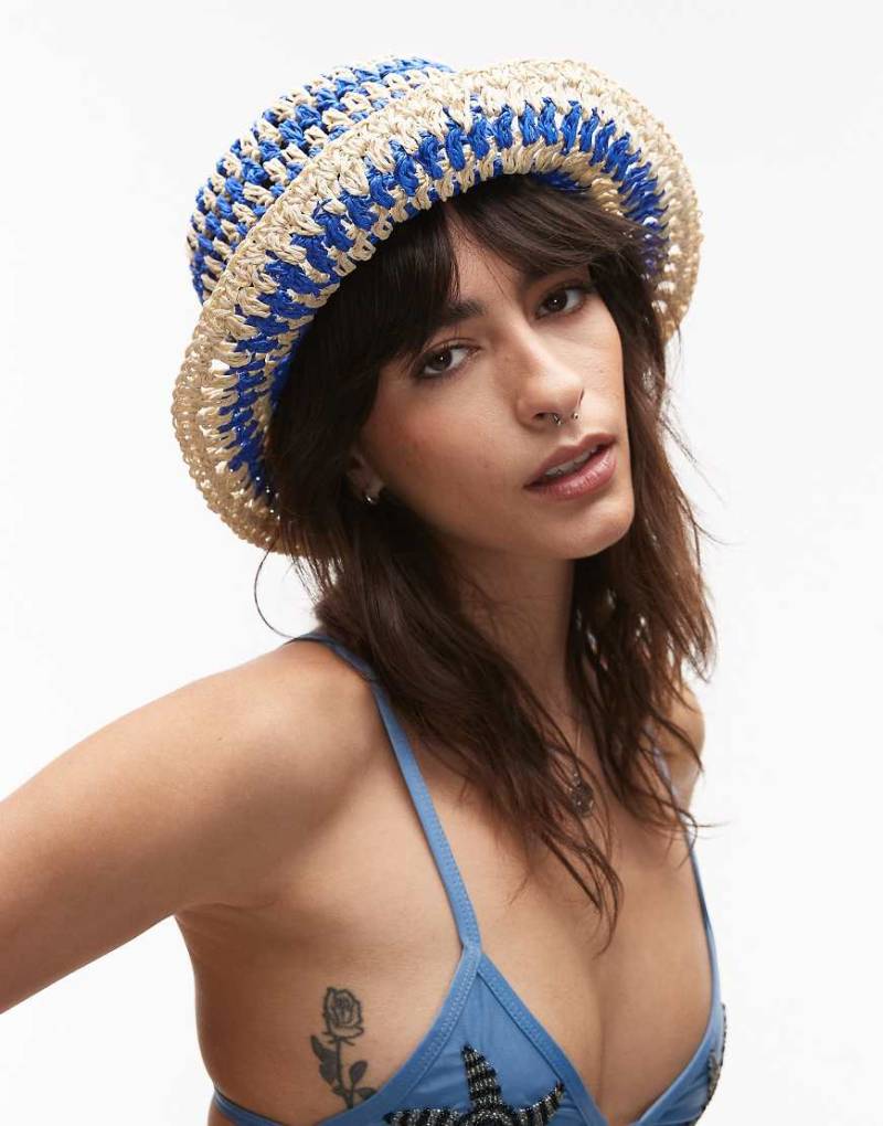 & Other Stories - Strohhut im Häkelstil in Blau und Naturbeige-Bunt & Other Stories - Strohhut im Häkelstil in Blau und Naturbeige-Bunt von Other Stories