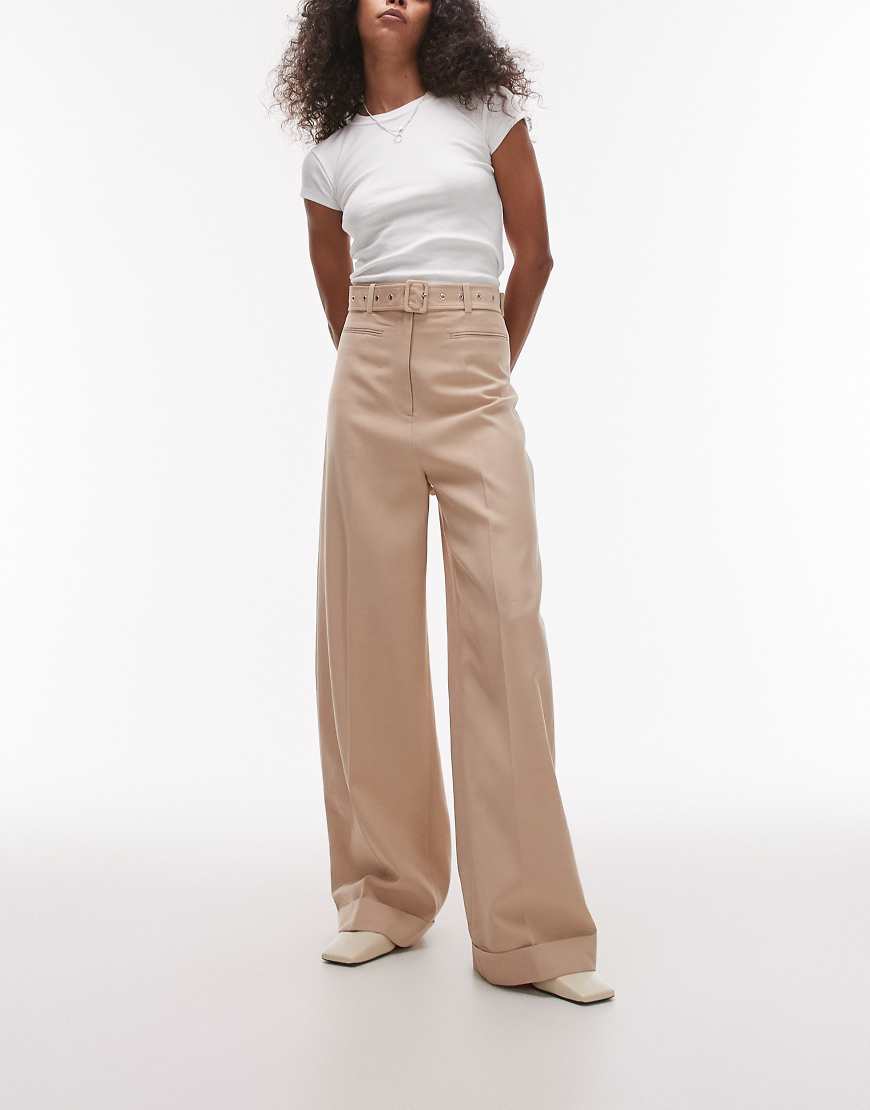 & Other Stories - Weich fließende Hose in Beige mit weitem Bein und Ösengürtel-Neutral & Other Stories - Weich fließende Hose in Beige mit weitem Bein und Ösengürtel-Neutral von Other Stories