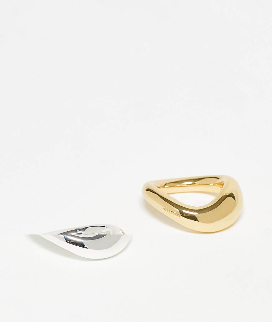 & Other Stories - Wellenförmige Ringe in Silber- und Gold-Optik im 2er-Pack-Bunt von Other Stories