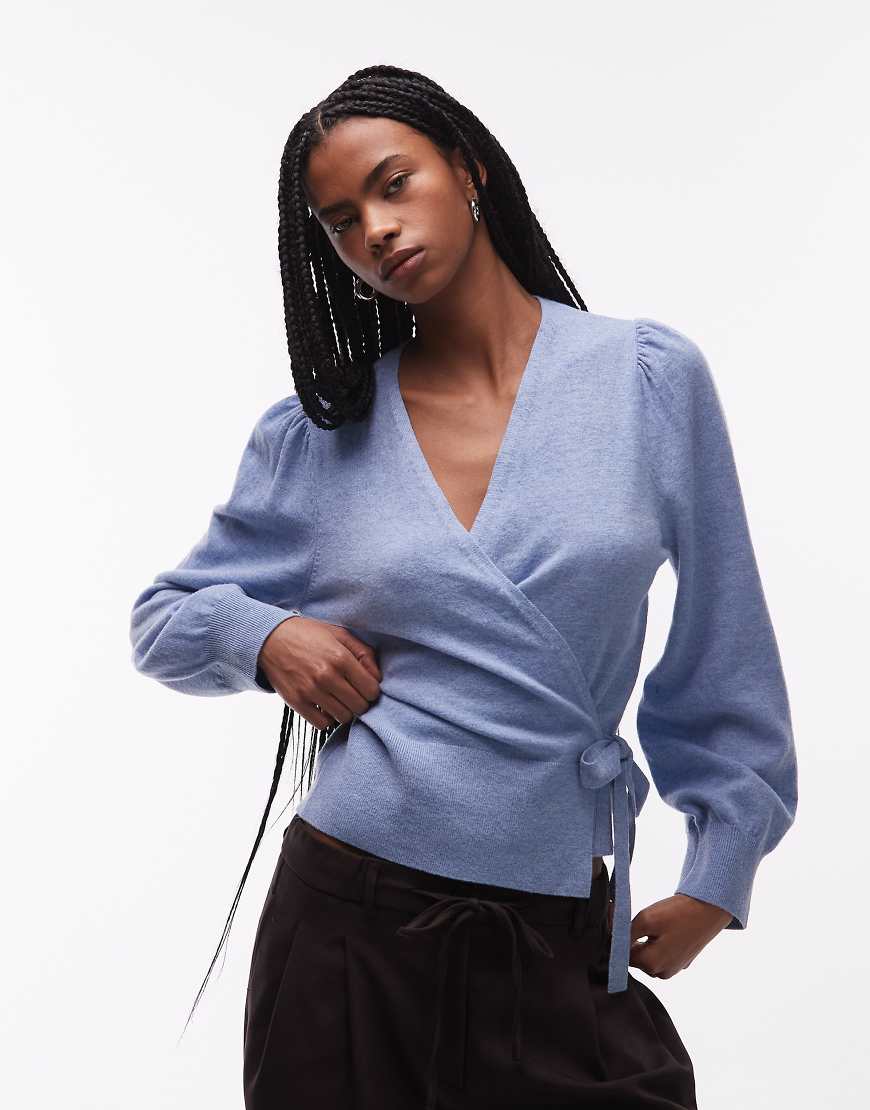 & Other Stories - Wickel-Strickjacke aus reiner Wolle in Blau von Other Stories