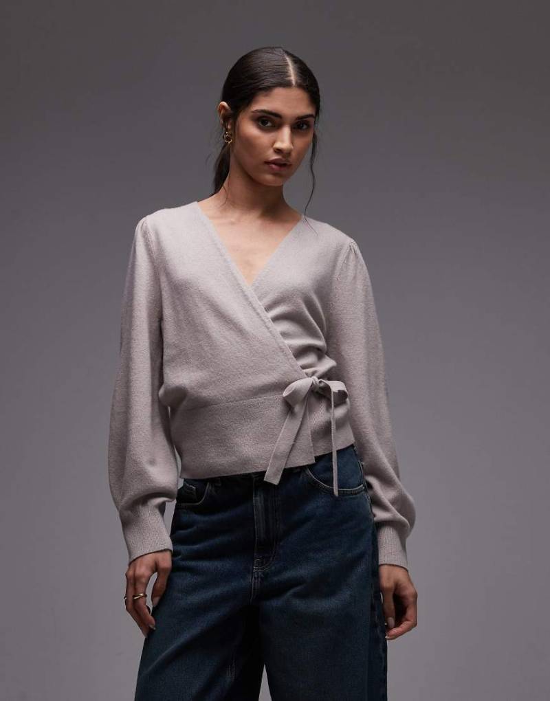 & Other Stories - Wickel-Strickjacke aus reiner Wolle in Maulwurfbraun-Neutral von Other Stories