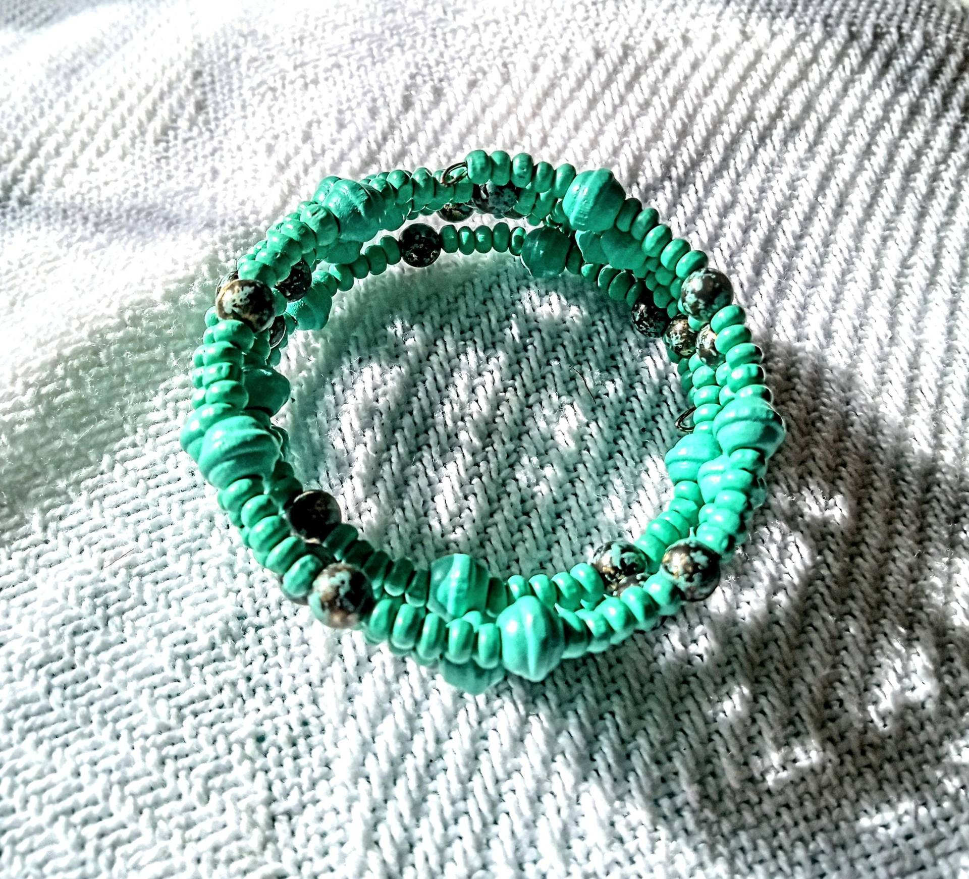 Türkis Und Marmor Perle Armband, Zartes Holzperle Einzigartige Perlen Armband von OtherItemsFor11Q