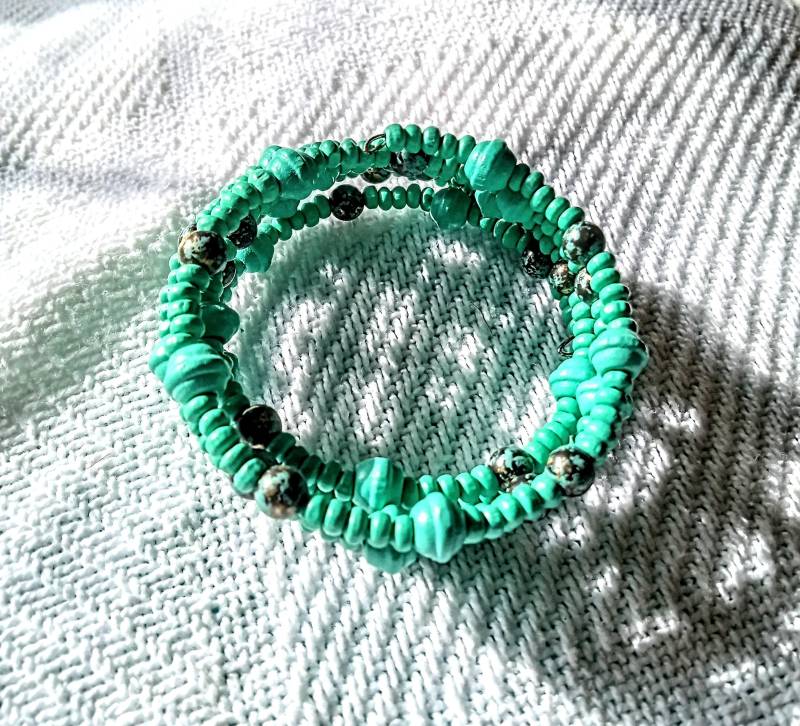 Türkis Und Marmor Perle Armband, Zartes Holzperle Einzigartige Perlen Armband von OtherItemsFor11Q