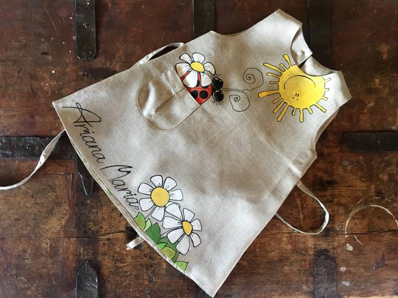 Baby Frühlingskleid. Florale Bio Leinen Mädchen Kleidung. Handbemalt von OtherwiseTextiles