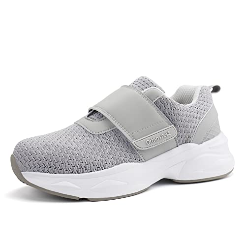 Ortho+rest Damen Diabetikerschuhe mit verstellbarem Verschluss Orthopädische Gehschuhe Ödem Schuhe für geschwollene Füße (43,Hellgrau) von Ortho+rest