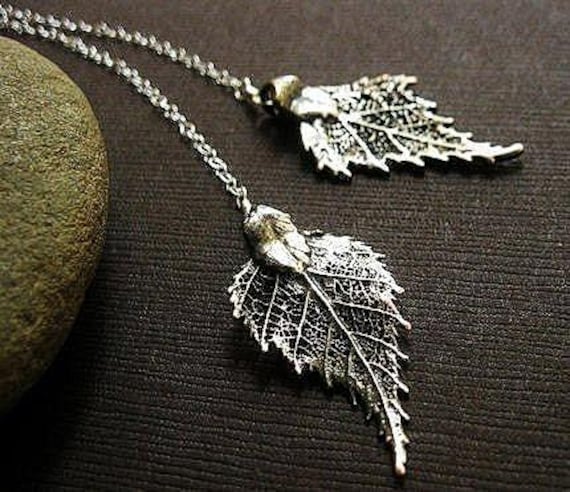 Oxidiertes Sterling Silber Birkenblatt Y Halskette - Goth Fairy Schmuck von OtisBJewelryGifts