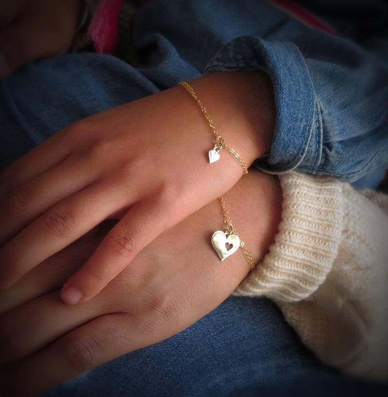 Mutter Tochter Sterling Silber Herz Armband Set Süßer Schmuck Geschenk von OtisBJewelryGifts