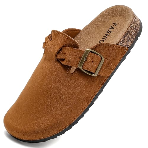 Otoepazm Unisex Clogs Pantoletten mit Kork Leder Hausschuhe Gartenschuhe mit Premium Fußbett von Otoepazm