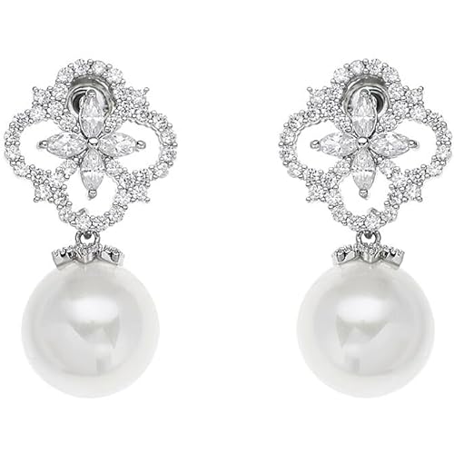 Damen Ohrringe von Ottaviani Ohrringe rhodiniert mit Zirkonia und Perlen Farbe weiß Die Maße sind Länge 2.8 Breite 1.5 Schmetterlingsverschluss Die Referenz lautet 500961O von Ottaviani