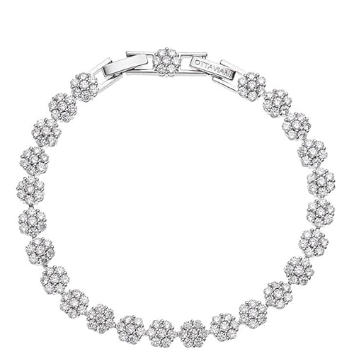 Ottaviani Damen-Armband rhodiniert mit weißen Zirkoniasteinen. Die Maße sind Länge 18,5 + Ext 1,5 Breite 0,7 cm. Die Referenz lautet 500968B, Sterling-Silber von Ottaviani