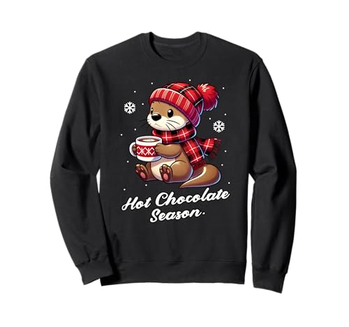 Lustiger Otter heißer Schal Choco Merry Christmas Mama Papa Kinder Sweatshirt von Otter Hot Choco Christmas 2024