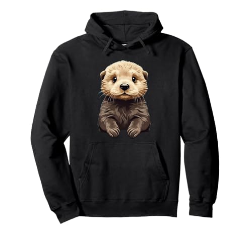 Süßer Otter Illustration Damen Herren Mädchen Jungen Pullover Hoodie von Otter Liebe Tierfreunde Geschenkideen