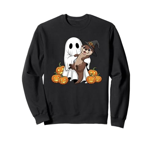 Lustiger Geist Otter Kürbis Halloween Kinder Herren Damen Sweatshirt von Otter Lovers Cute Halloween Outfits for Boy Girl