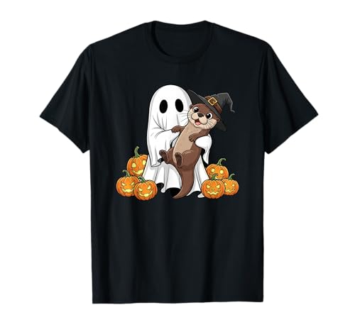 Lustiger Geist Otter Kürbis Halloween Kinder Herren Damen T-Shirt von Otter Lovers Cute Halloween Outfits for Boy Girl
