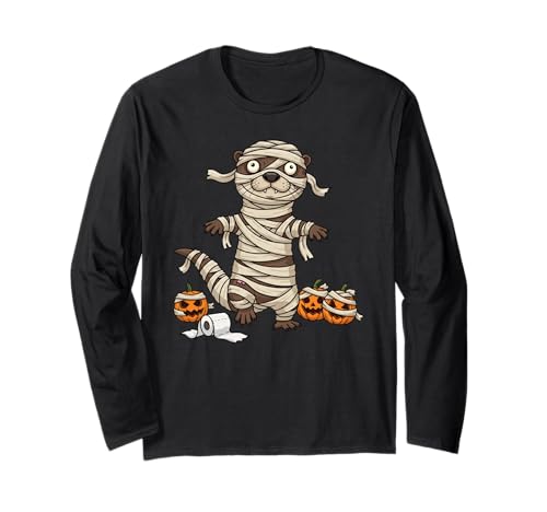 Lustiger Otter Mama Kürbis Halloween Kinder Herren Damen Langarmshirt von Otter Lovers Cute Halloween Outfits for Boy Girl