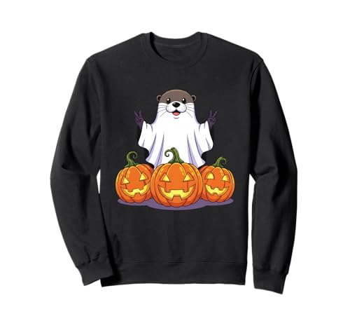 Lustiger Otter Geist Kürbis Boo Halloween Kinder Herren Damen Sweatshirt von Otter Lovers Halloween Ghost Pumpkin Outfits