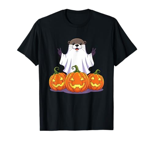 Lustiger Otter Geist Kürbis Boo Halloween Kinder Herren Damen T-Shirt von Otter Lovers Halloween Ghost Pumpkin Outfits