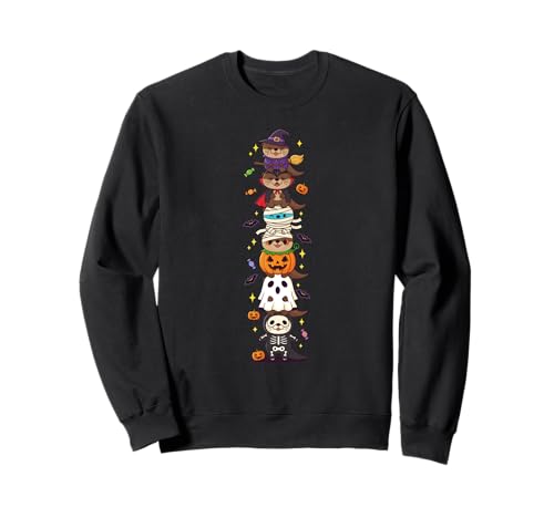 Lustiger Otter Hexe Vampir Geist Halloween Kinder Herren Damen Sweatshirt von Otter Lovers Halloween Skeleton Mummy Outfits