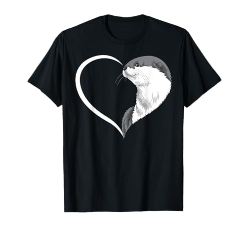 Otter T-Shirts für Damen Mädchen Kinder Otter T-Shirt Herz T-Shirt von Otter T Shirt & Tees Co