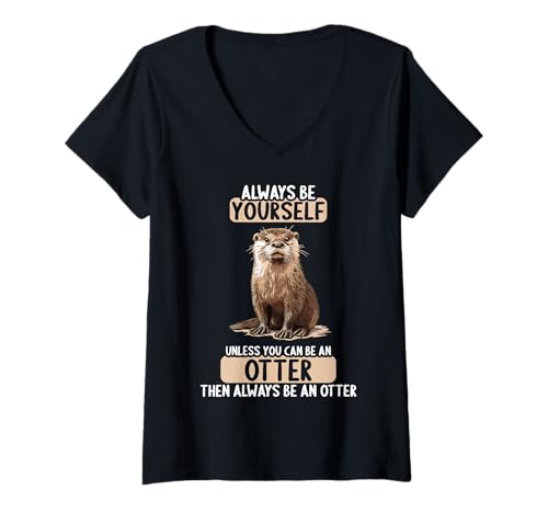 Damen Otter T-Shirt mit V-Ausschnitt Damen Otter T-Shirt mit V-Ausschnitt von Otter Tier Shop