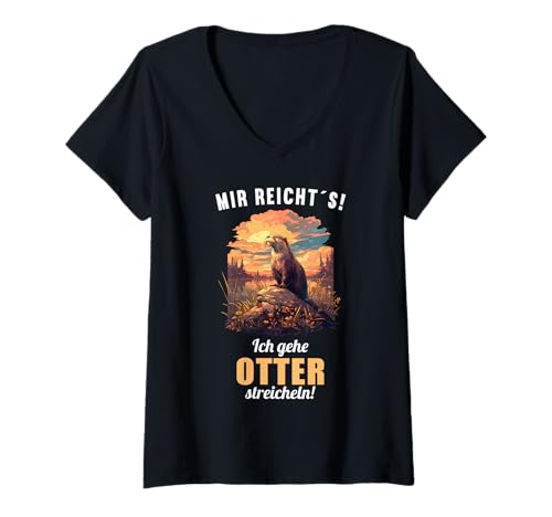 Damen Otter T-Shirt mit V-Ausschnitt Damen Otter T-Shirt mit V-Ausschnitt von Otter Tier Shop