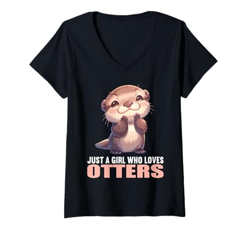 Damen Otter T-Shirt mit V-Ausschnitt Damen Otter T-Shirt mit V-Ausschnitt von Otter Tier Shop