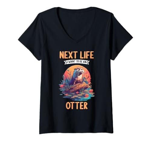 Damen Otter T-Shirt mit V-Ausschnitt Damen Otter T-Shirt mit V-Ausschnitt von Otter Tier Shop