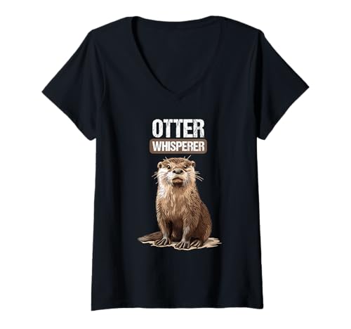 Damen Otter T-Shirt mit V-Ausschnitt Damen Otter T-Shirt mit V-Ausschnitt von Otter Tier Shop