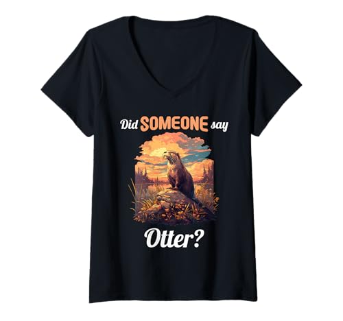 Damen Otter T-Shirt mit V-Ausschnitt Damen Otter T-Shirt mit V-Ausschnitt von Otter Tier Shop