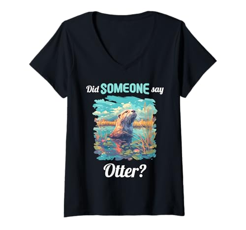 Damen Otter T-Shirt mit V-Ausschnitt Damen Otter T-Shirt mit V-Ausschnitt von Otter Tier Shop