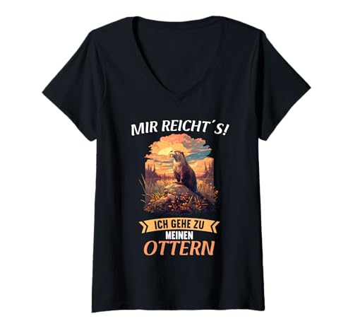 Damen Otter T-Shirt mit V-Ausschnitt Damen Otter T-Shirt mit V-Ausschnitt von Otter Tier Shop