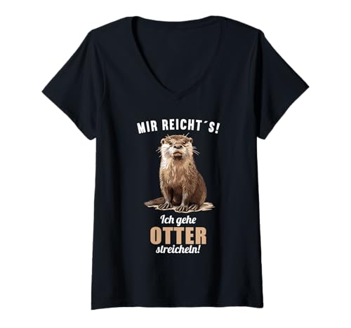 Damen Otter T-Shirt mit V-Ausschnitt Damen Otter T-Shirt mit V-Ausschnitt von Otter Tier Shop