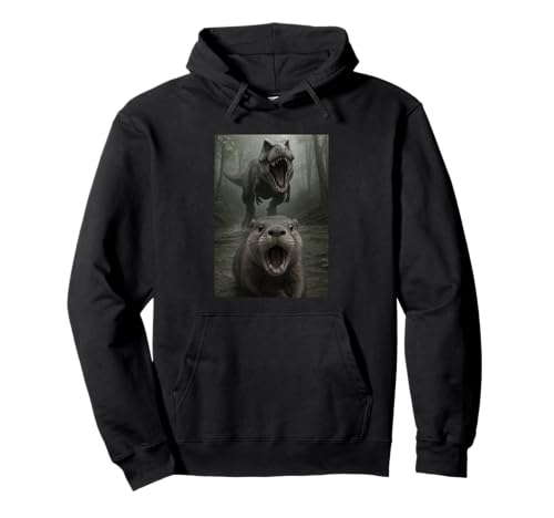 Lustiger Otter Dinosaurier Trex Selfie Tierliebhaber Jungen Mädchen Kind Pullover Hoodie von OtterAxis1