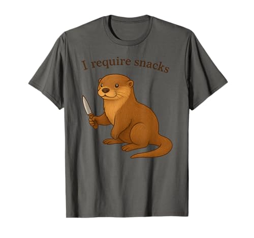 Lustiger Otter I Require Snacks Tier Mama Papa T-Shirt von OtterAxis1
