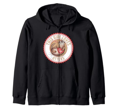 Niedliche Cartoon-Otter-Brille mit rotem Herz, Dieses Mädchen liebt Otter Kapuzenjacke Niedliche Cartoon-Otter-Brille mit rotem Herz, Dieses Mädchen liebt Otter Kapuzenjacke von Otterly Awesome Design Co.