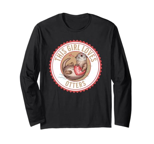 Niedliche Cartoon-Otter-Brille mit rotem Herz, Dieses Mädchen liebt Otter Langarmshirt Niedliche Cartoon-Otter-Brille mit rotem Herz, Dieses Mädchen liebt Otter Langarmshirt von Otterly Awesome Design Co.