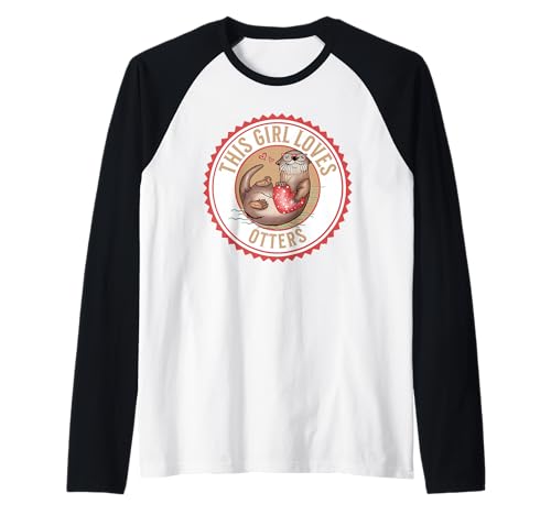 Niedliche Cartoon-Otter-Brille mit rotem Herz, Dieses Mädchen liebt Otter Raglan Niedliche Cartoon-Otter-Brille mit rotem Herz, Dieses Mädchen liebt Otter Raglan von Otterly Awesome Design Co.