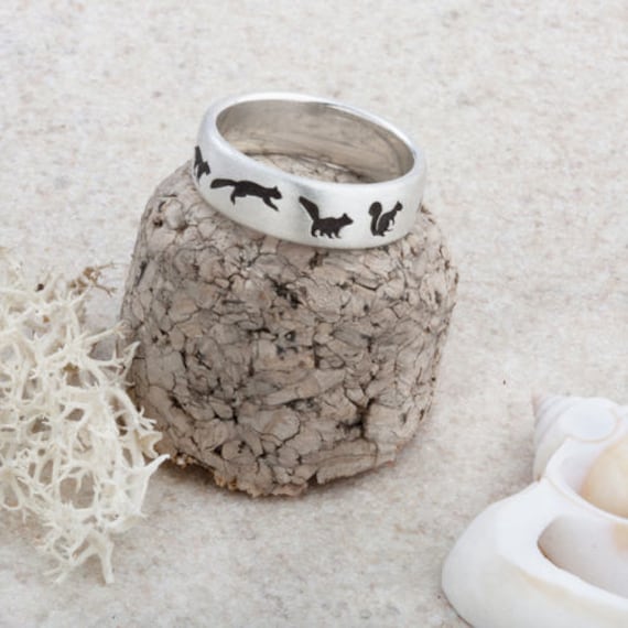 Eichhörnchen Ring Schmuck Silber von OtterlyYoursDesigns
